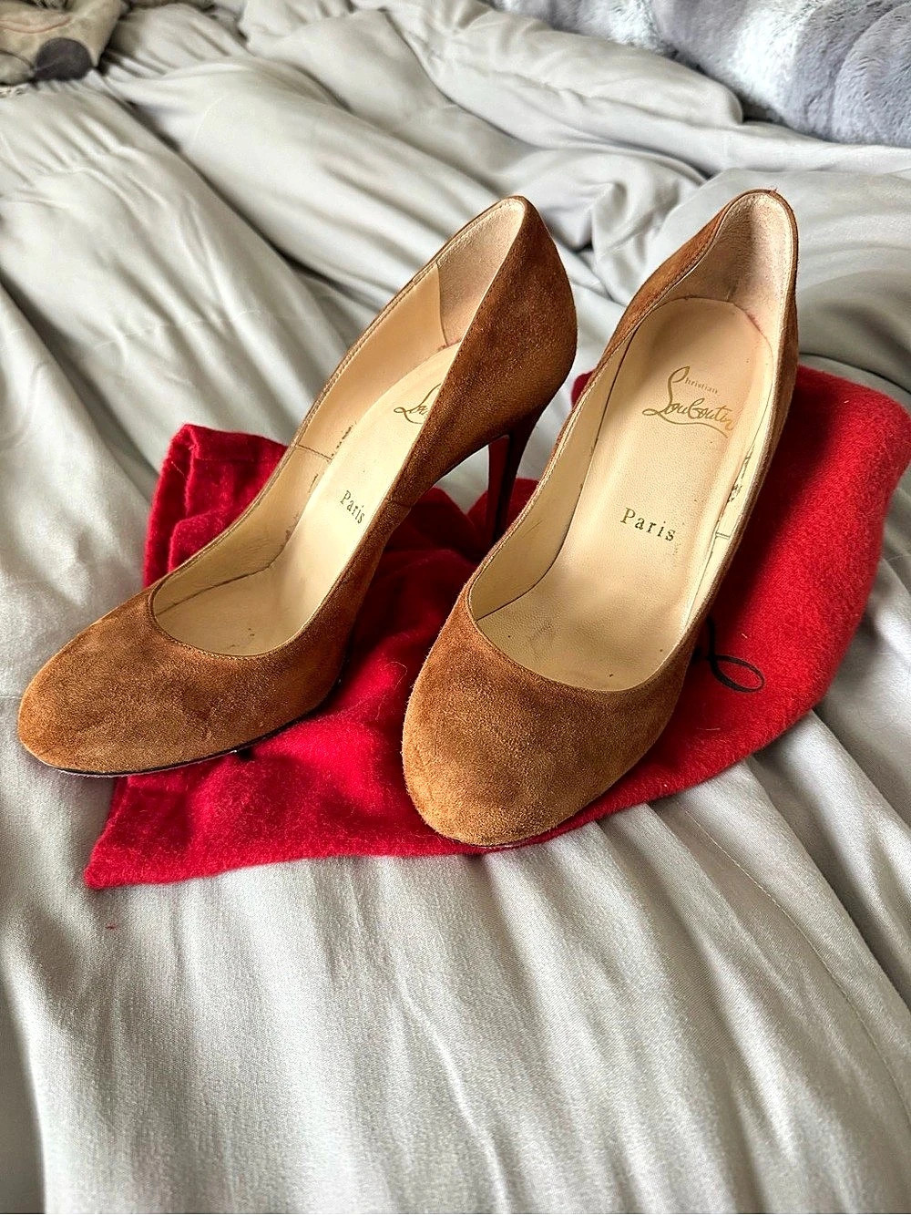 Christian Louboutin Suede Brown Heels EU 38